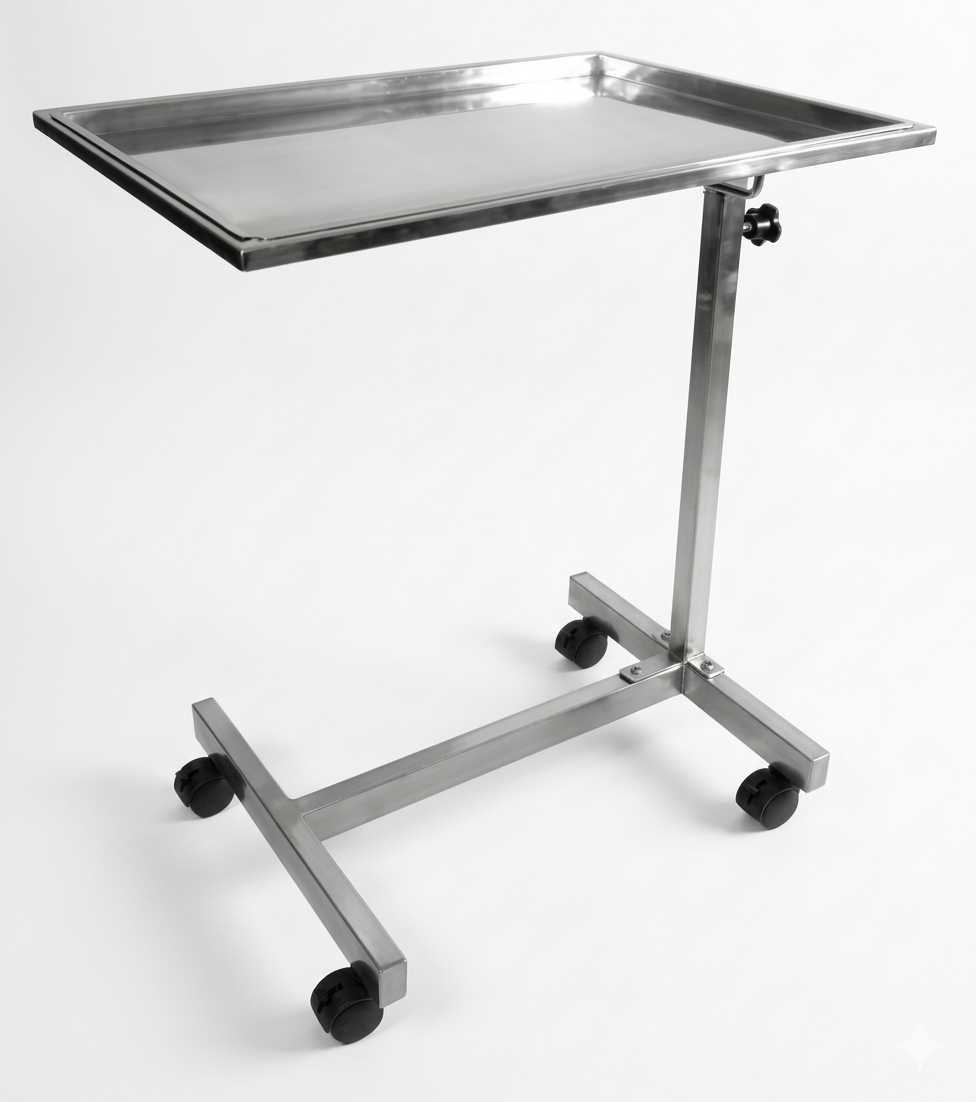 Stainless Steel Mayo Instrument Trolley (Adjustable Surgical Tray Stand)
