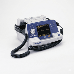 Philips HeartStart XL biphasic defibrillator monitor used for cardiac emergency response, defibrillation, and patient monitoring in hospitals and intensive care units.